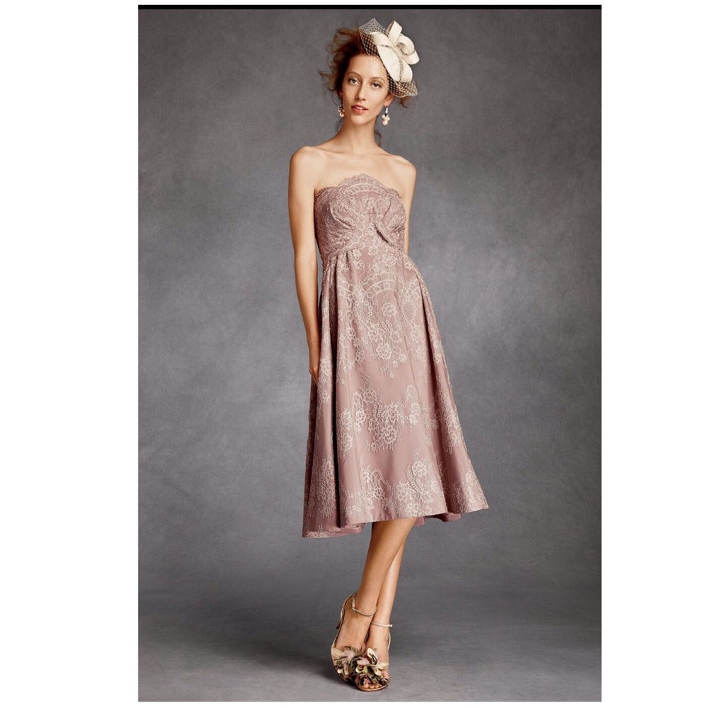 Anthropologie/BHLDN purple lace strapless dress